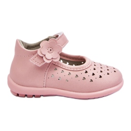 PA1 Children's high openwork ballerinas with velcro pink Jianna