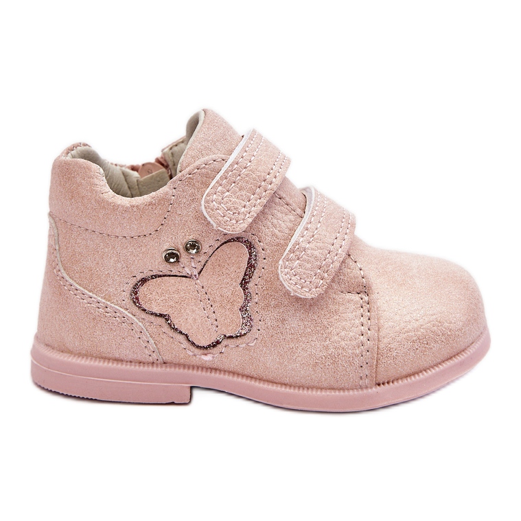 PA1 Velcro Leather Boots With Butterfly Pink Avi PA1 Velcro Leather Boots With Butterfly Pink Avi