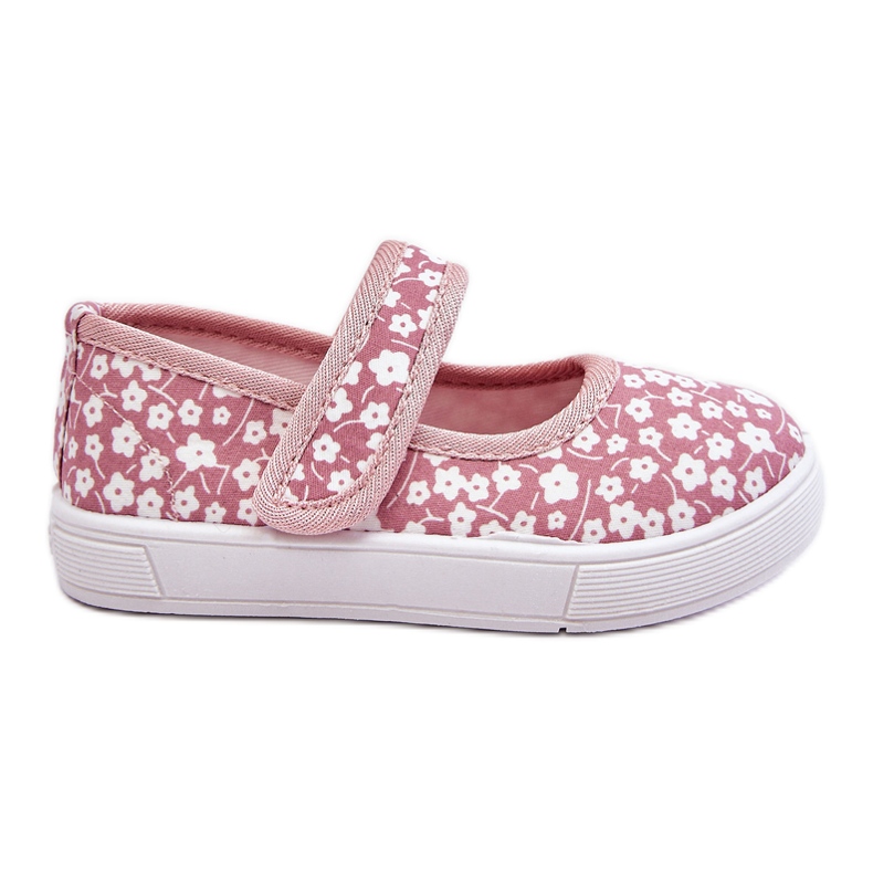 Children's Velcro Ballerinas In Pink Selah Print