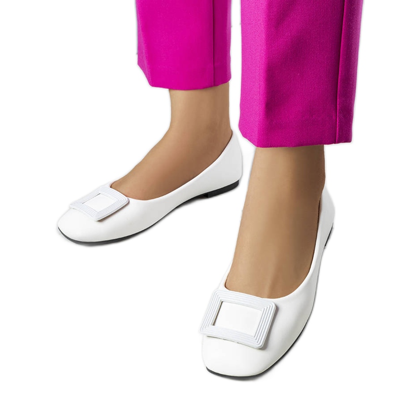 White ballerinas with a Sheller buckle