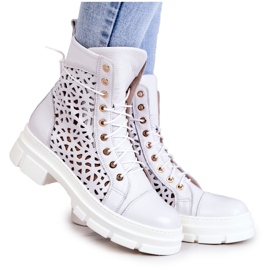 FILIPCZYK White Aileen openwork leather boots FILIPCZYK White Aileen openwork leather boots