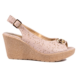 Women's suede Shelovet wedge sandals beige