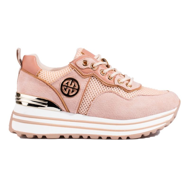 W. Potocki Women's lace-up sneakers Potocki powder pink