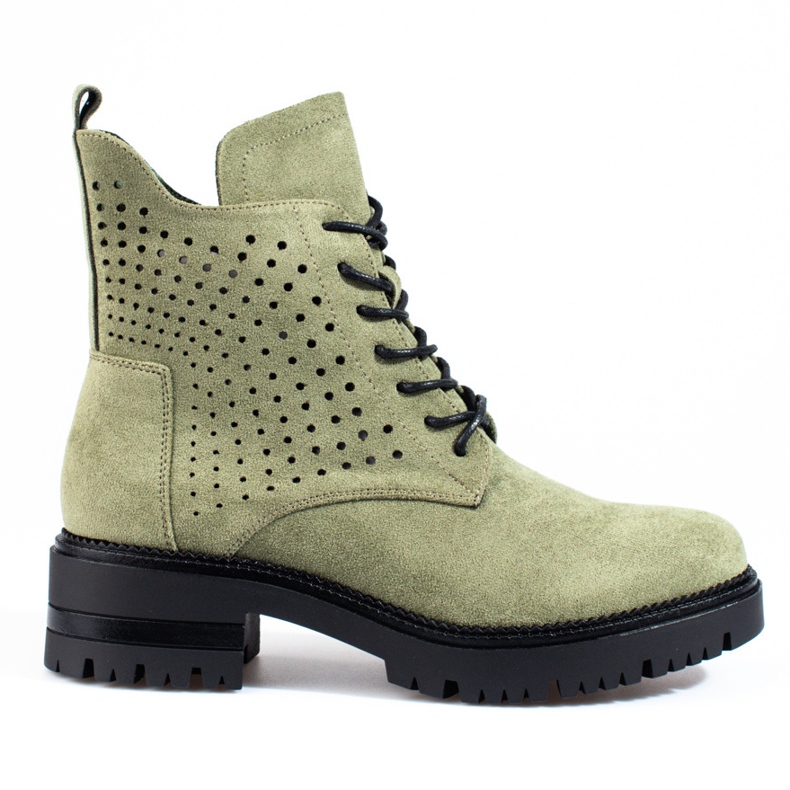 W. Potocki Openwork suede worker boots Potocki green