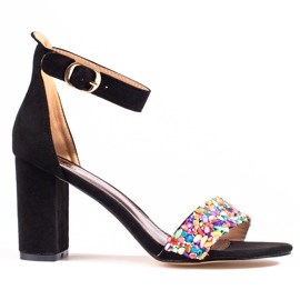 Elegant black sandals with beads from Shelovet