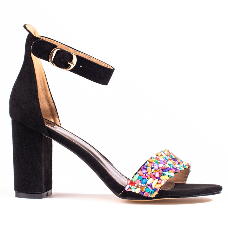 Elegant black sandals with beads from Shelovet