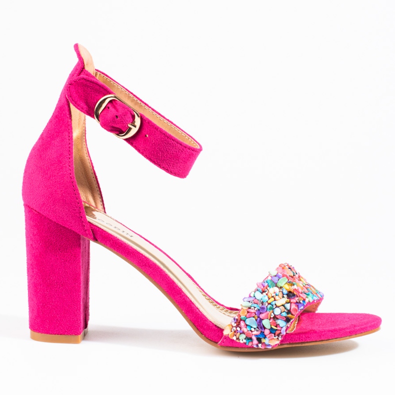 Elegant fuchsia beaded sandals from Shelovet pink