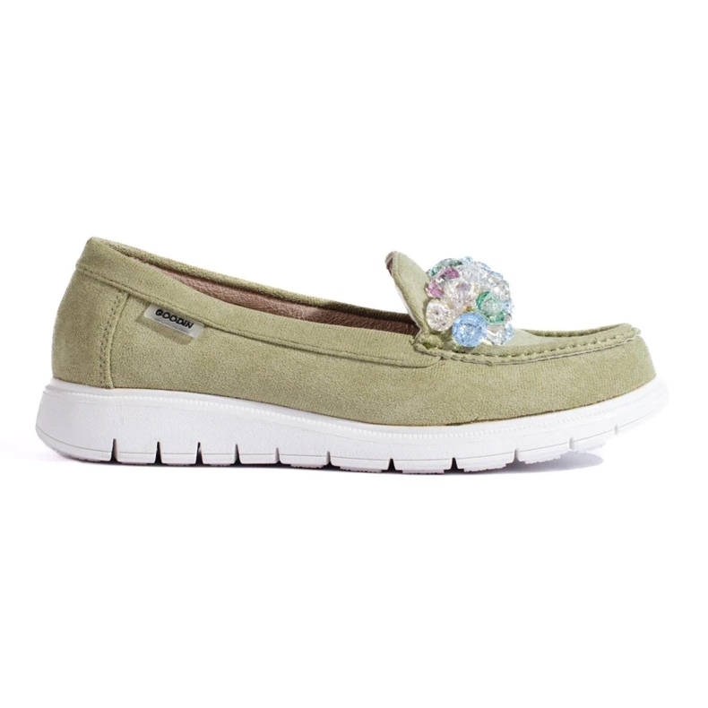 Women's moccasins on the platform Shelovet green