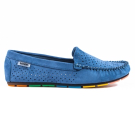 Women's openwork suede loafers Shelovet blue