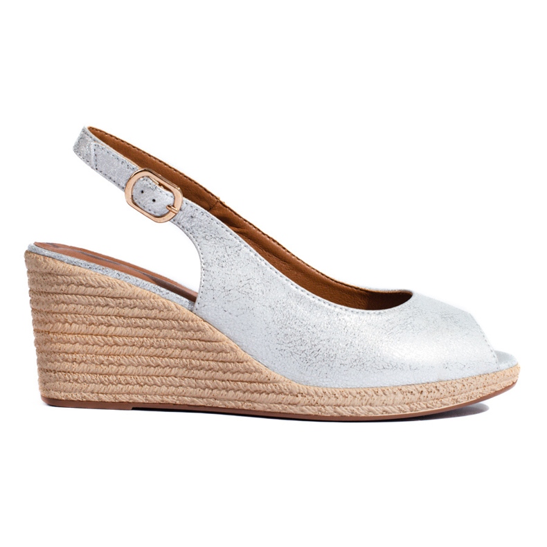 W. Potocki Elegant silver wedge sandals from Potocki