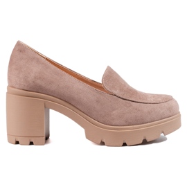 W. Potocki Women's suede high-heeled shoes Potocki beige