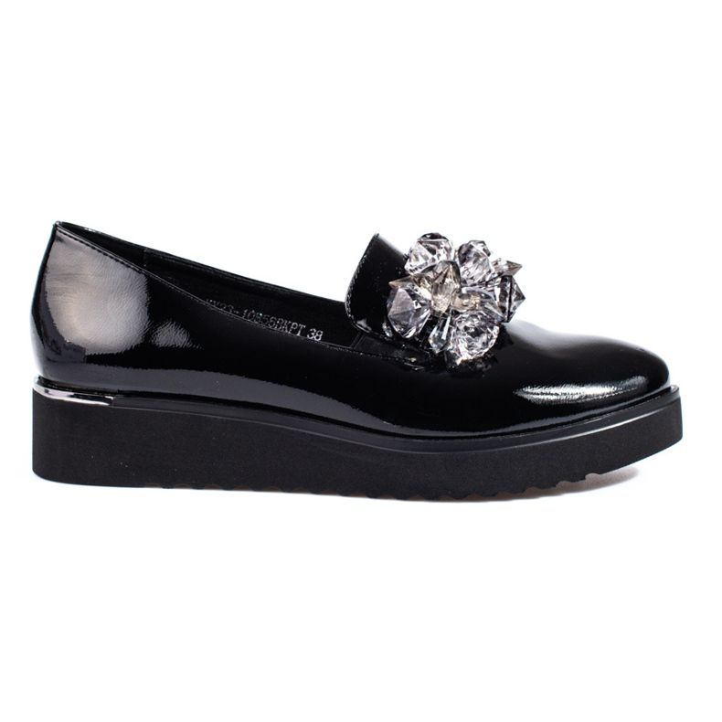 Women's moccasins on the platform lacquered Vinceza black Women's moccasins on the platform lacquered Vinceza black