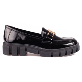 Vinceza women's lacquered platform loafers black