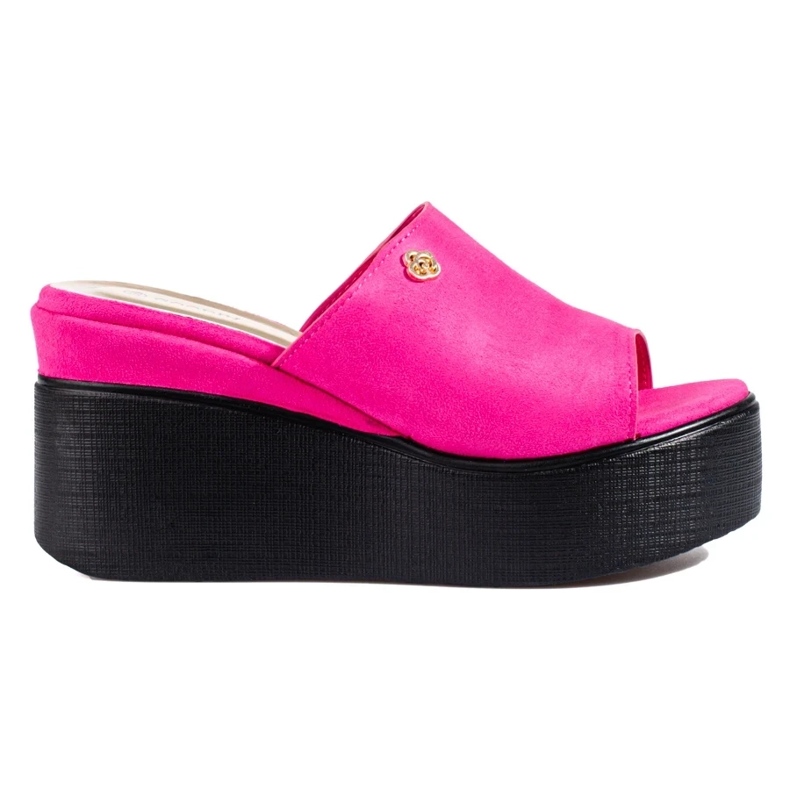 Pink women's high wedges
