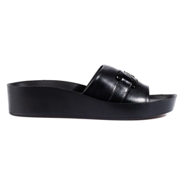 Black women's slippers on the Shelovet platform Black women's slippers on the Shelovet platform