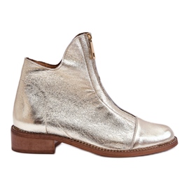 Leather Zipper Boots Nicole 2785/007 Gold golden Leather Zipper Boots Nicole 2785/007 Gold golden