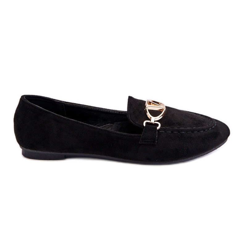 Vinceza Black Reed Suede Loafers With Decorative Element