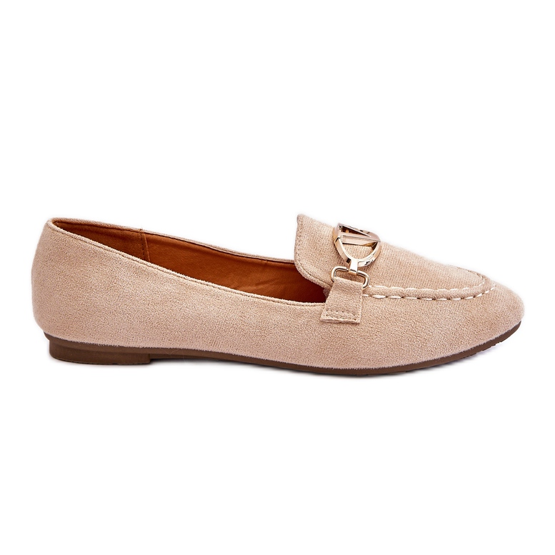 Vinceza Suede Loafers With Decorative Element Beige Reed