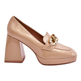 Vinceza Pumps On Chunky Heels Beige Nataly Vinceza Pumps On Chunky Heels Beige Nataly