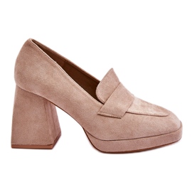 Vinceza Suede Pumps On A Chunky Heel And Platform Beige Adriel Vinceza Suede Pumps On A Chunky Heel And Platform Beige Adriel