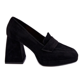 Vinceza Suede Pumps On A Chunky Heel And Platform Black Adriel Vinceza Suede Pumps On A Chunky Heel And Platform Black Adriel