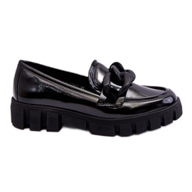 Vinceza Women's Lacquered Platform Loafers Black Bennett