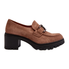 Vinceza Suede Chunky High Heels Brown Finley