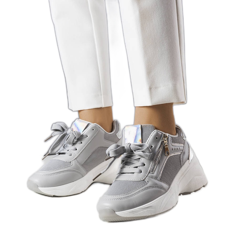 Gray wedge sneakers from Stacey grey