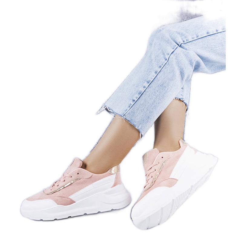 Pink sneakers made of eco-suede from Dupuis Pink sneakers made of eco-suede from Dupuis