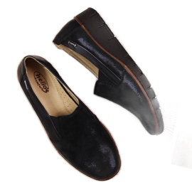Leather women's shoes, slip-on black Helios 350 Leather women's shoes, slip-on black Helios 350