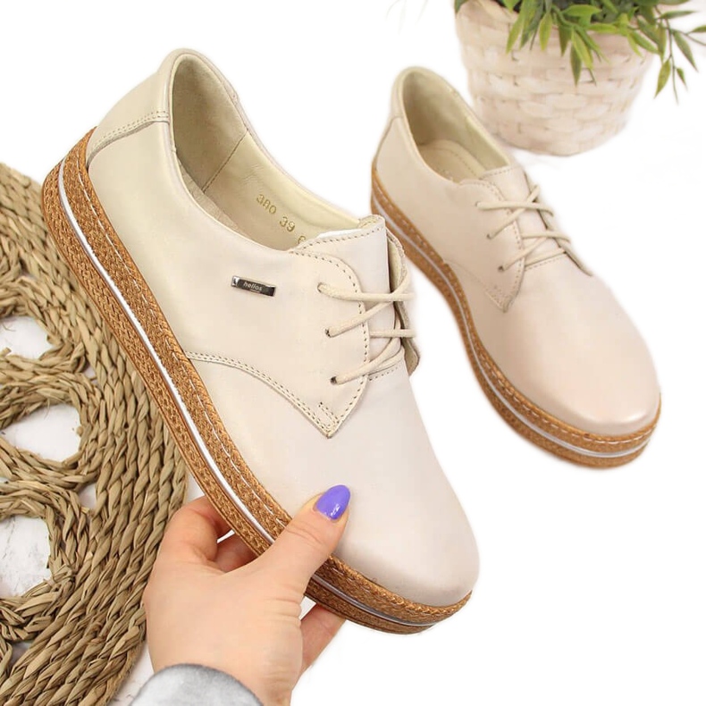 Women's pearl beige leather shoes Helios 380 Women's pearl beige leather shoes Helios 380