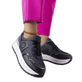 Black sneakers with glitter inserts from Léves