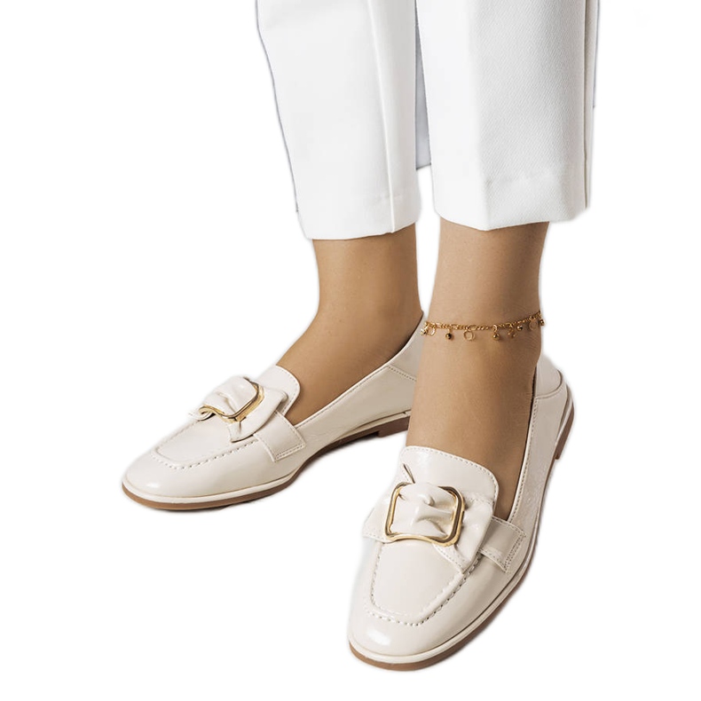 Beige lacquered loafers from Erica