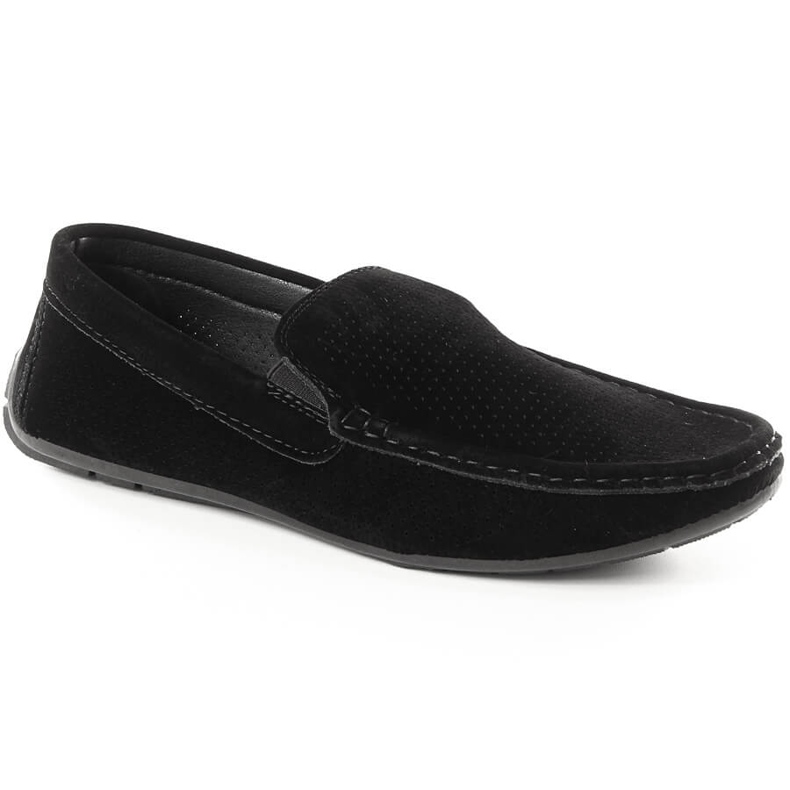 News 4873 men's openwork black suede slip-on loafers
