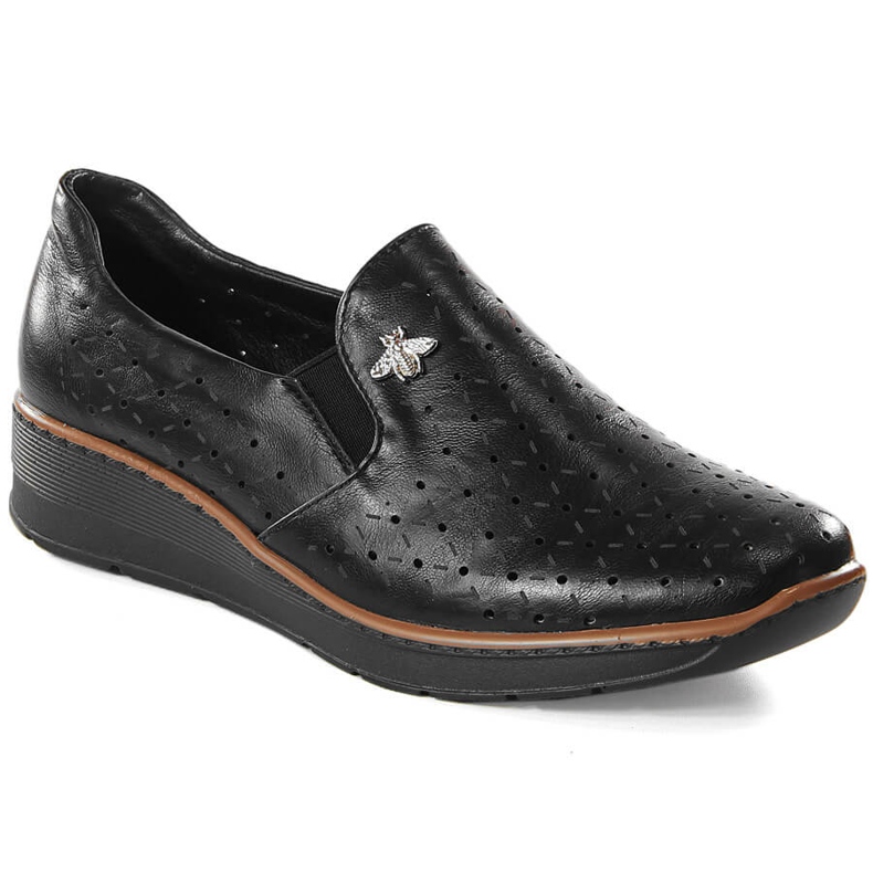 Women's black openwork wedge shoes Jezzi MR1840-12