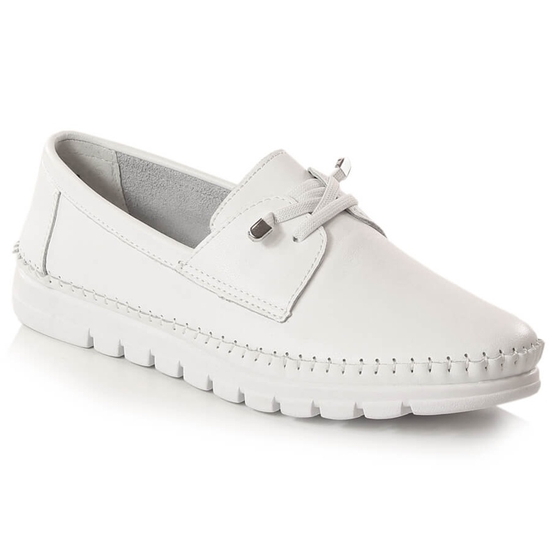 Women's white leather sports shoes Vinceza SG23-7842