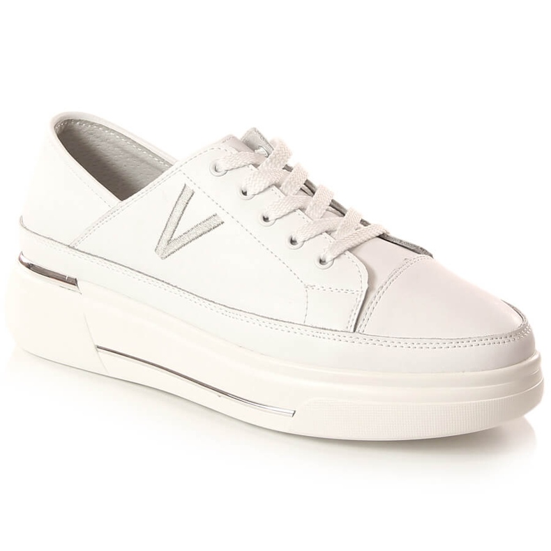 Women's white leather sports shoes Vinceza SG23-7857