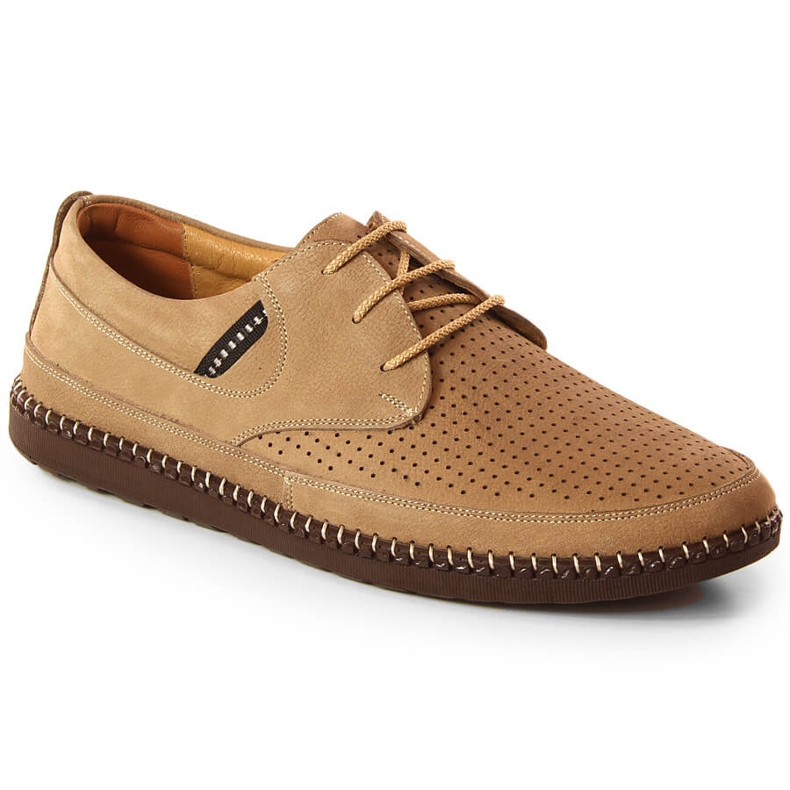 Men's lightweight beige openwork leather shoes T.Sokolski Sar W21-913 brown