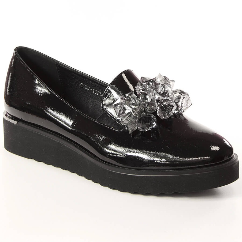 Women's lacquered shoes with black crystals Vinceza 10856