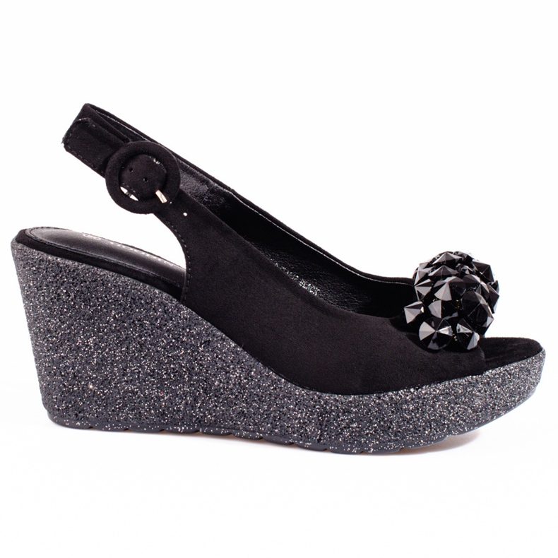 Women's Shelovet suede wedge sandals black