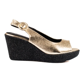 Light women's Shelovet golden wedge sandals