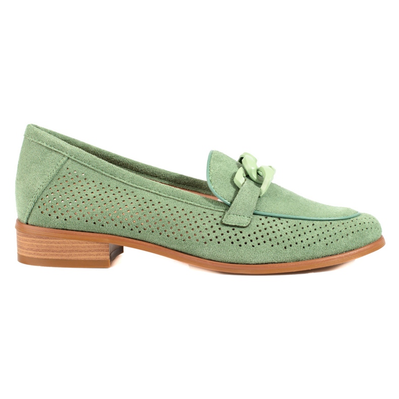 W. Potocki Women's openwork suede loafers Potocki green