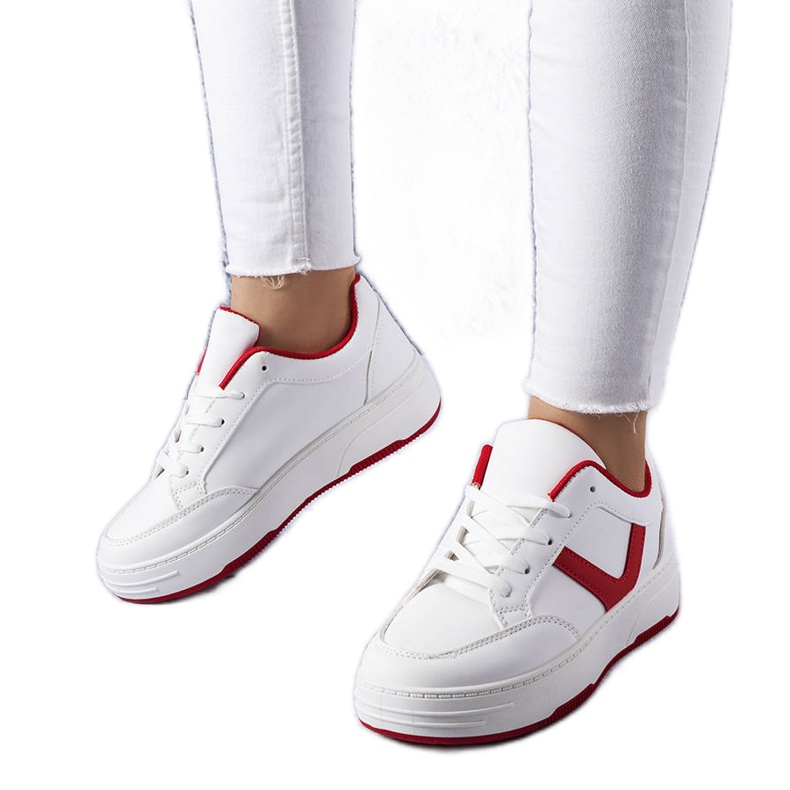 White and red platform sneakers from Trépani White and red platform sneakers from Trépani