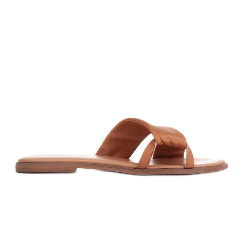 Marco Shoes Leather flip flops on a flat bottom brown