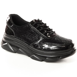 Women's patent leather shoes with zircons black Filippo DP2138
