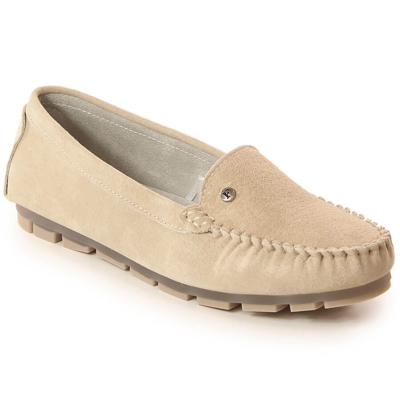 Women's beige leather moccasins Filippo DP2037