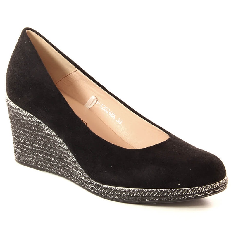 Women's black suede wedge pumps Potocki SZ12024 Women's black suede wedge pumps Potocki SZ12024