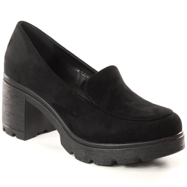 Women's suede high heels and black platform shoes Potocki SZ12040