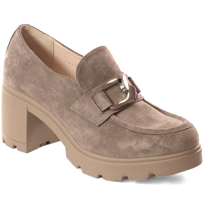 Women's suede shoes on the post and beige platform Potocki SZ12041