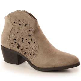 Women's cowboy boots openwork suede beige Jezzi RMR1921-42